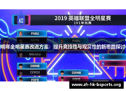 明年全明星赛改进方案：提升竞技性与观赏性的新思路探讨