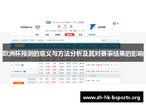欧洲杯预测的意义与方法分析及其对赛事结果的影响